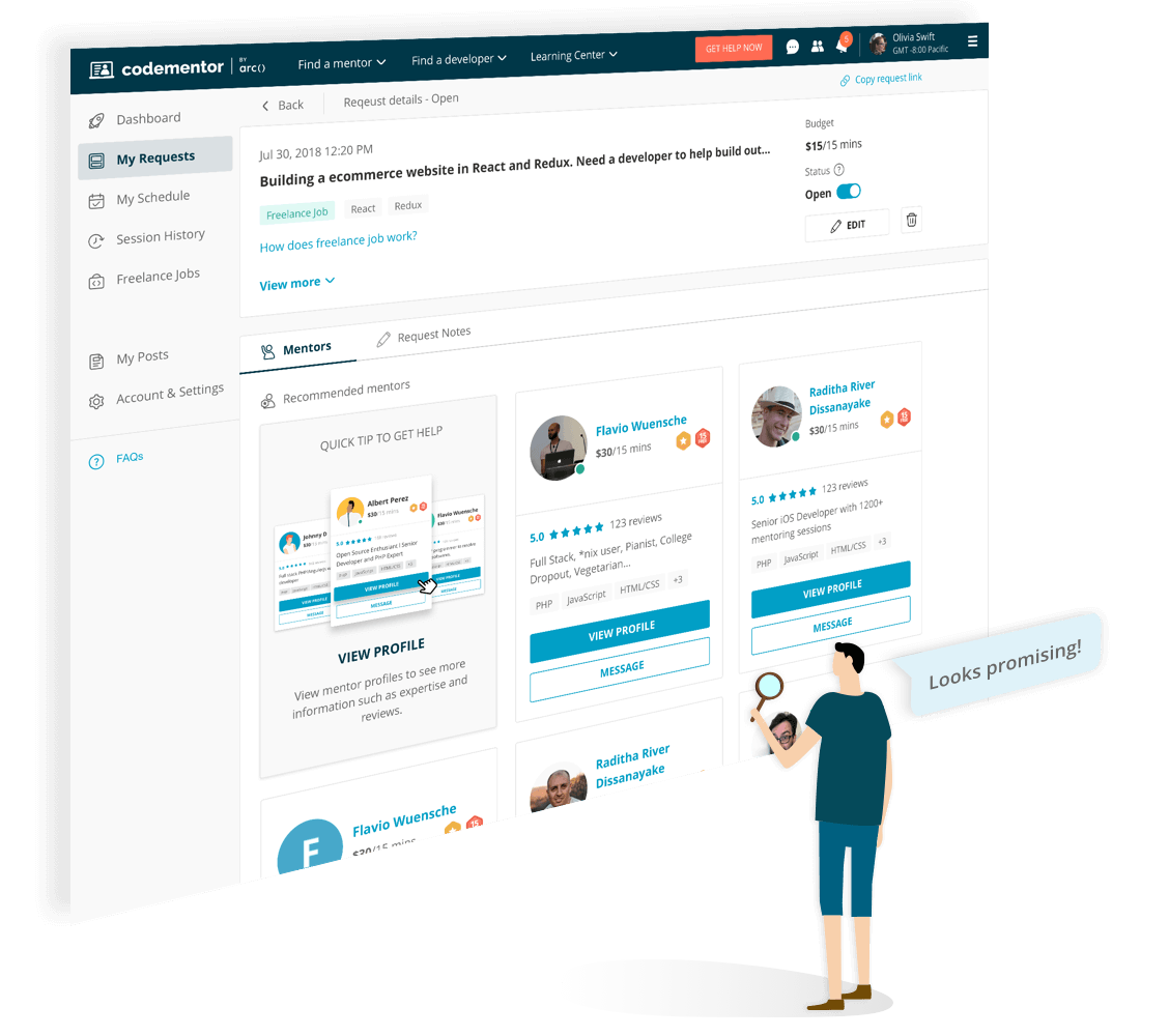 Find a freelance programmer for your job via chat